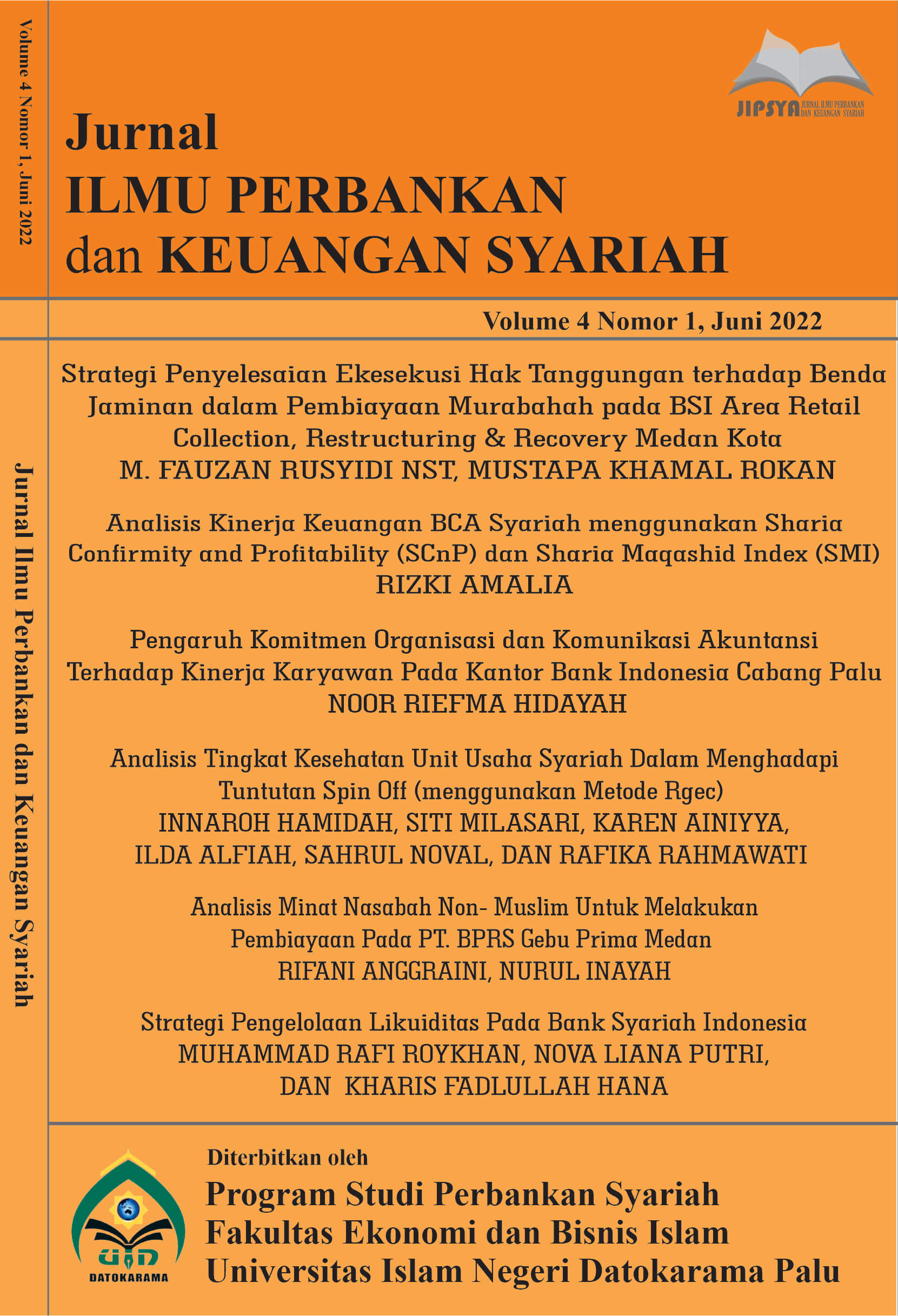 Jurnal Ilmu Perbankan dan Keuangan Syariah (JIPSYA)