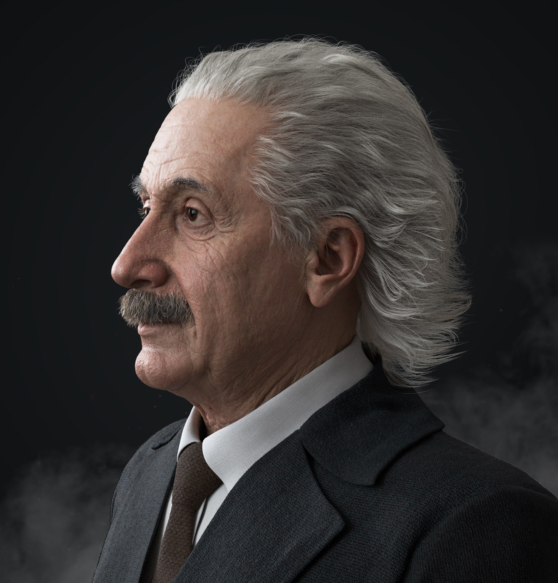 Albert Einstein 3D Model Side View